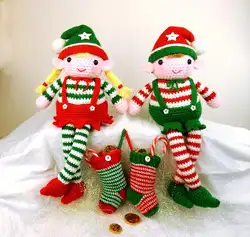 Вязаные крючком игрушки Рождество мальчик и девочка Номер модели b05119