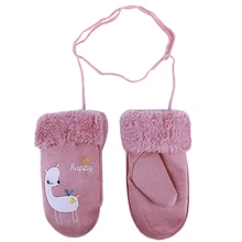 Children's Lovely Cartoon Suede Leather Mittens Baby Clothing Accesories Boys Girls Winter Thickening Warm Print Sheep Glove
