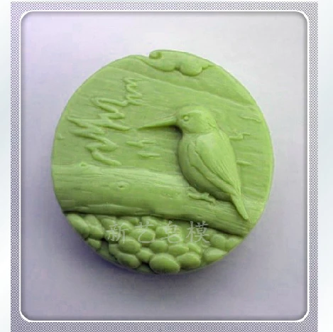 

Free shipping !! sparrow in round shape mold silicone /silicone soap mold / cooking mold/ baking silicone mould