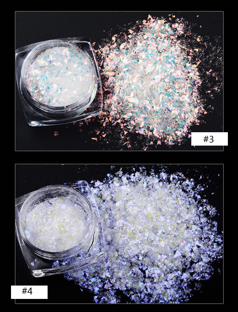 6 цветов прозрачная пудра Хамелеон блестки неровные ногти Блестящий сверкающий порошок магический эффект хлопья для УФ-гель для ногтей