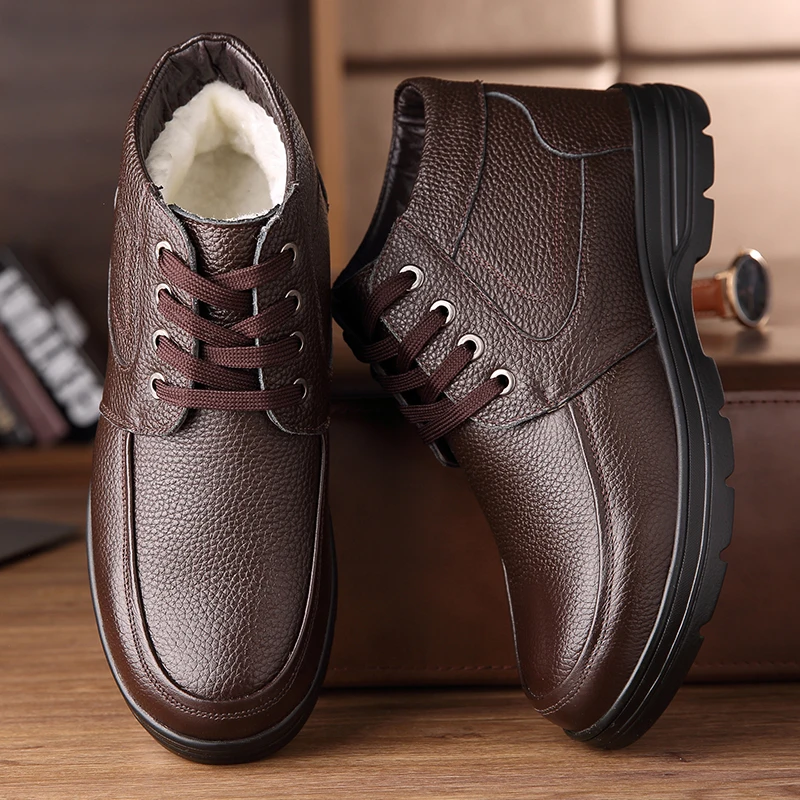 

Fashion Super Warm Winter Men Boots Genuine Leather Boots Men Winter Shoes Men Military Fur Boots For Men Shoes Zapatos Hombre