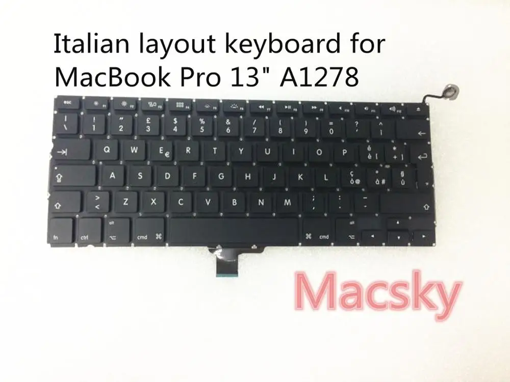 

New Italian Layout Keyboard for Macbook Pro 13.3" 2009 2010 2011 2012 A1278 Italy QWERTY Standard Keyboard No Backlight