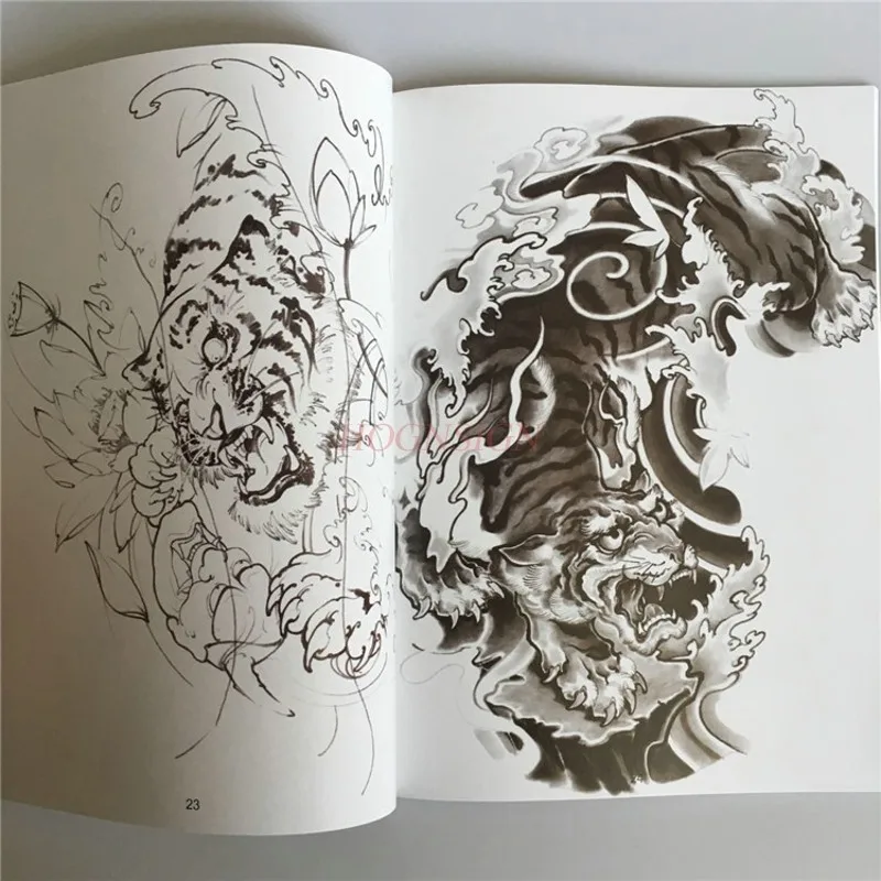 Venda Tatuagem Livro Tatoo Pintura Álbum Atlas Novos Livros Tigre Phoenix Pavão Águia Flor Braço Cobra Bordado Desenho 5 Estêncil p/ tatuagem