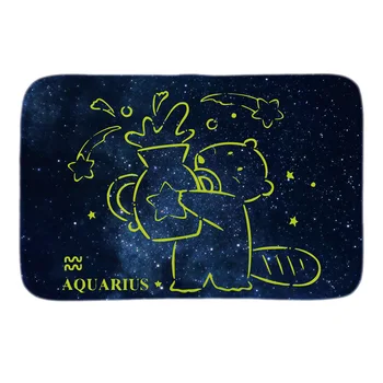 

Aquarius Printed Decorative Indoormat Soft Door Mat Short Plush Bathroom Floor Mats Zodiac Signs Stars Carpets