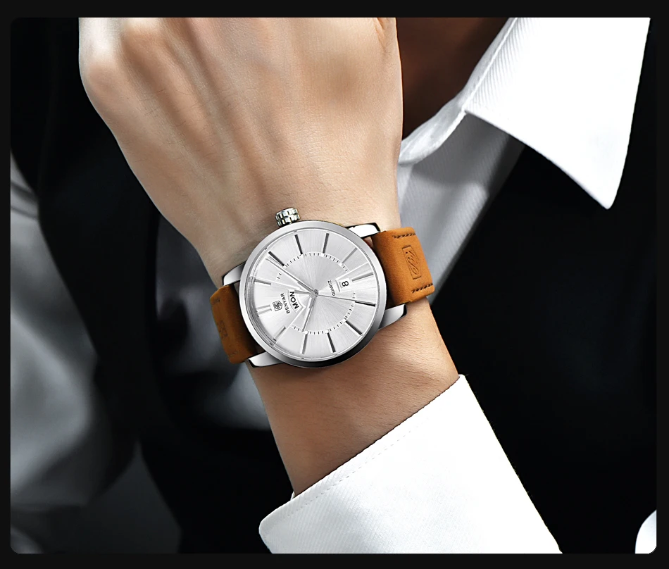 Relogio Masculino BENYAR люксовый бренд аналоговый дисплей Дата Мужские кварцевые часы 30 м водонепроницаемый ремешок из натуральной кожи повседневные часы