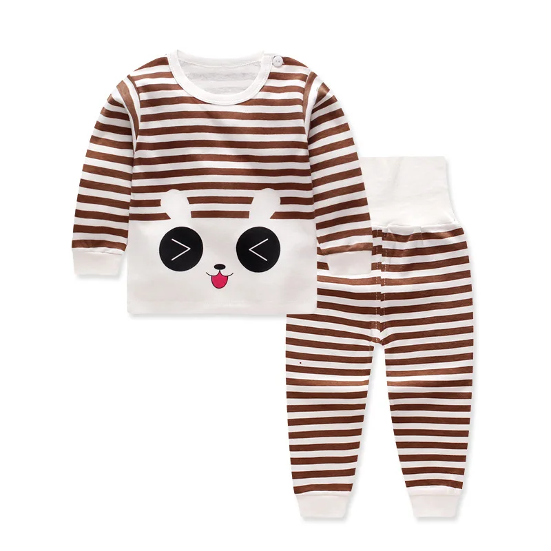 Luna Banco/зимние комплекты для малышей с длинными рукавами и отворотами; детская пижама с круглым вырезом; комплекты одежды для малышей - Цвет: E002