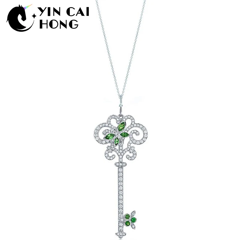 

YCH Charm Gift 925 Sterling Silver Forest Key TIFF Attractive Elegance Temperament Necklace World Jewelry