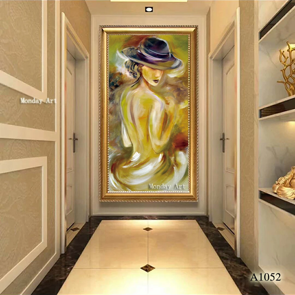 

large Hand Painted Abstract Nude Oil Painting on Canvas sexy becatiful gray Naked painting Wall Art Sexy woman Canvas Pictures