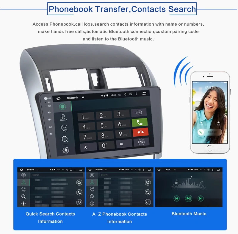 Best 10.2" Android 8.1 Car GPS for Toyota Corolla 2007-2011 Car 2 din radio Navigation 2Gb Ram+16Gb Rom Quad core 64bit HDMI 1