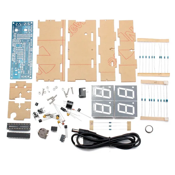 

DIY 4 Digital LED Electronic Clock Kit Temperature Light Control Version Module