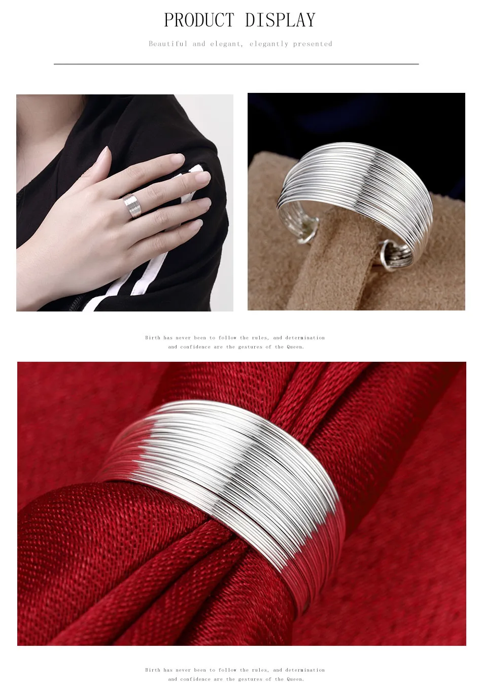 Новая мода 925 серебряные ювелирные наборы простой мульти линии Открытый браслет кольца серьги подходят для женщин Свадебные ювелирные