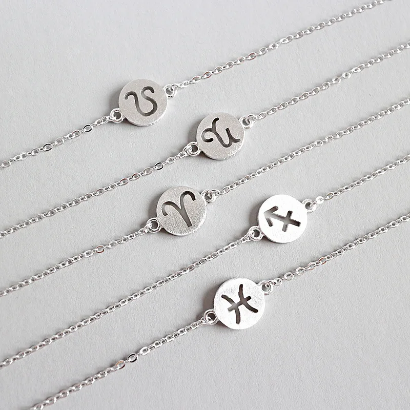 

ABC- Silver odiaco 12 constelacin collares y colgantes gargantilla collares para mujer collar de cadena Bracelet