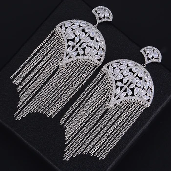 

missvikki Luxury Bohemia Brand Chic Chains Pendant Earrings Handmade Cubic Zirconia Bridal Wedding Accessories Jewelry
