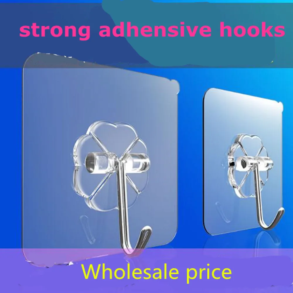 

10pcs Bearing 10KG Thick Seamless Adhesive Hook Waterproof Transparent Strong Sticker Hook Kitchen Bathroom shelf Wall Hanger