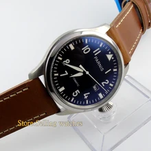 Parnis 47mm balck dial luminous rivet strap Automatic men’s watch