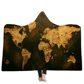 

SOFTBATFY Worldmap Hooded Blanket Fleece Throw Blanket Dropshipping