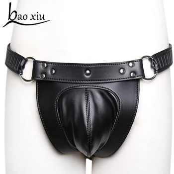 

Type A Women Sexy Lingerie Crotchless Open Butt Leather G-string Underwear Underpants Sexy Panties Female Faux Leather straps