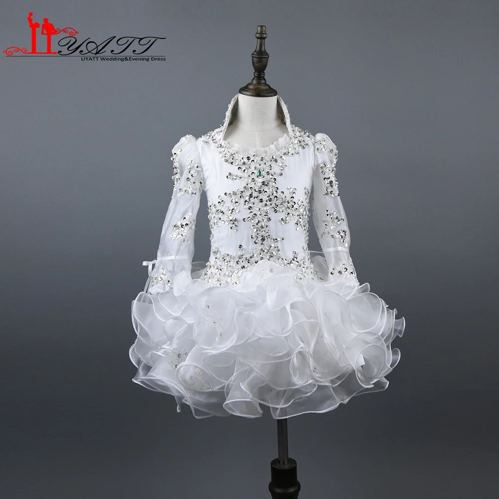 Real Photos White Ball Gown Pageant Dresses for Little Girls Long
