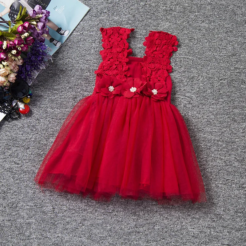 U-SWEAR 2019 Новое поступление детские для девочек в цветочек платья кружевное платье с цветочным рисунком выдалбливают рукавов Милая шифон