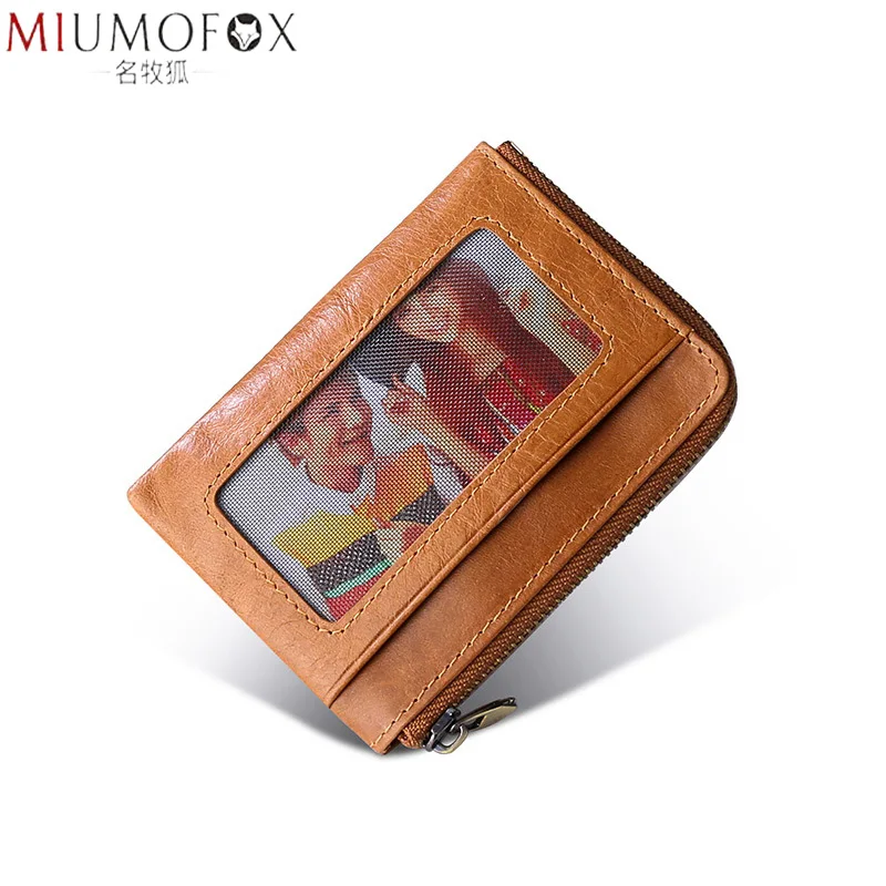 

Oil Wax Cowhide Leather Portable Men RFID Card Wallet Mini Coin Purse with SD Card Slot Men's Small Thin Walet Slim Wallets New