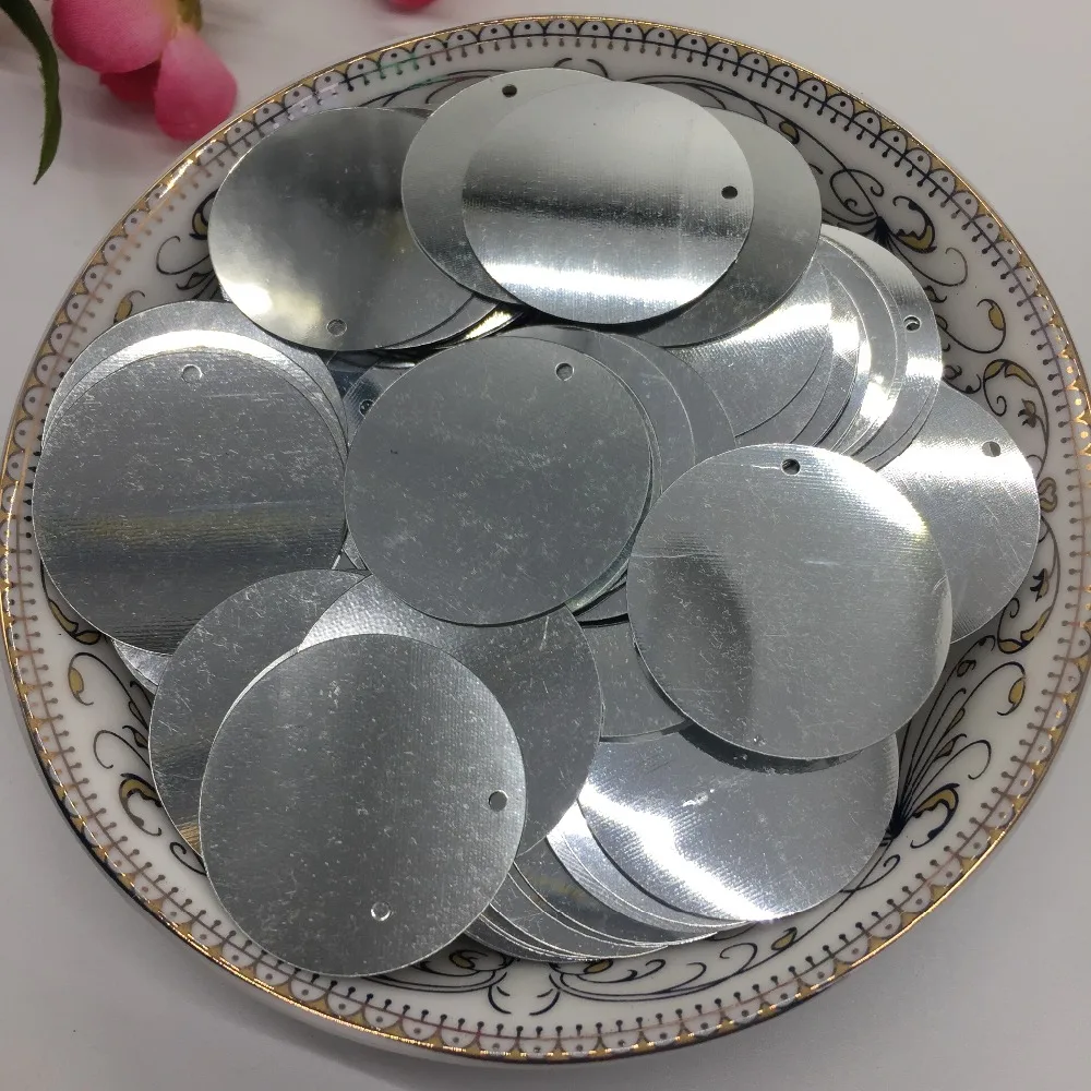 Buy 60g 60mm Large Silver Round Sequins 60mm PVC Flat