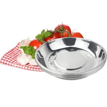 Plat à soupe multi-usages en acier, assiette ronde Plate en métal pour gâteaux délicats, assiette profonde en métal pour légumes et fruits