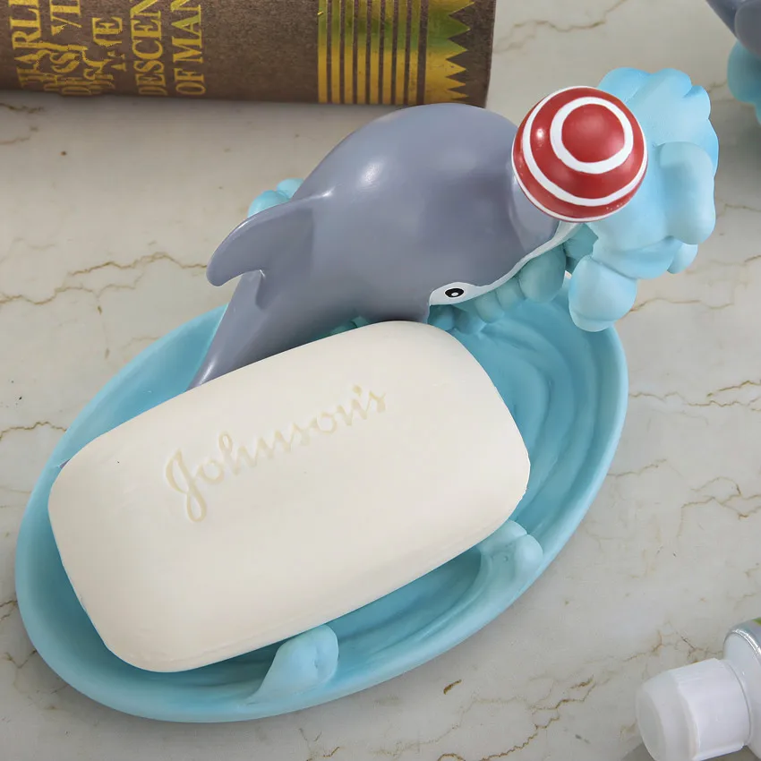 Набор чашек для ванной комнаты с изображением дельфина из мультфильма, держатель для зубной щетки для ванной комнаты, креативный набор из пяти предметов LO861123