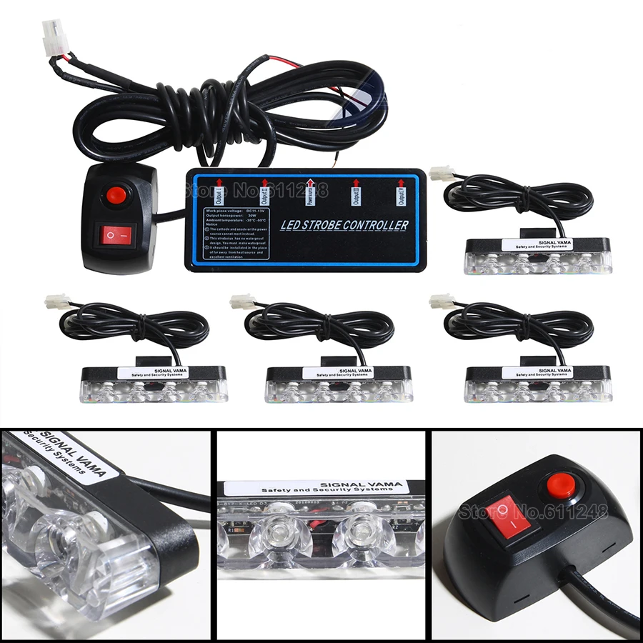 4X4LED ультра тонкий проводной Управление 12V Авто Решетка Strobe Предупреждение