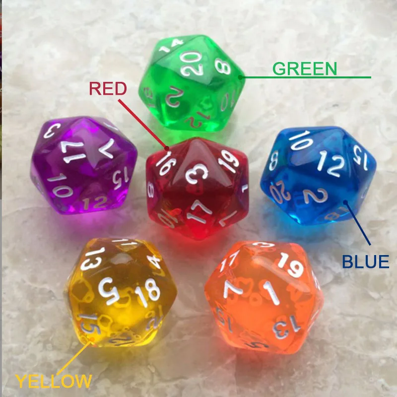 

Dungeons and Dragons 1PC Polyhedral Dice Romance Transparent Color Dragons and Dungeons Portable Dnd Dice Board Game Accessories