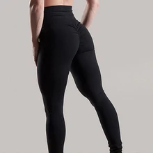 Для женщин высокой талией Нижняя раздавите леггинсы Ruched штаны для йоги Push up Butt Lift Растягивающиеся штаны тренировки