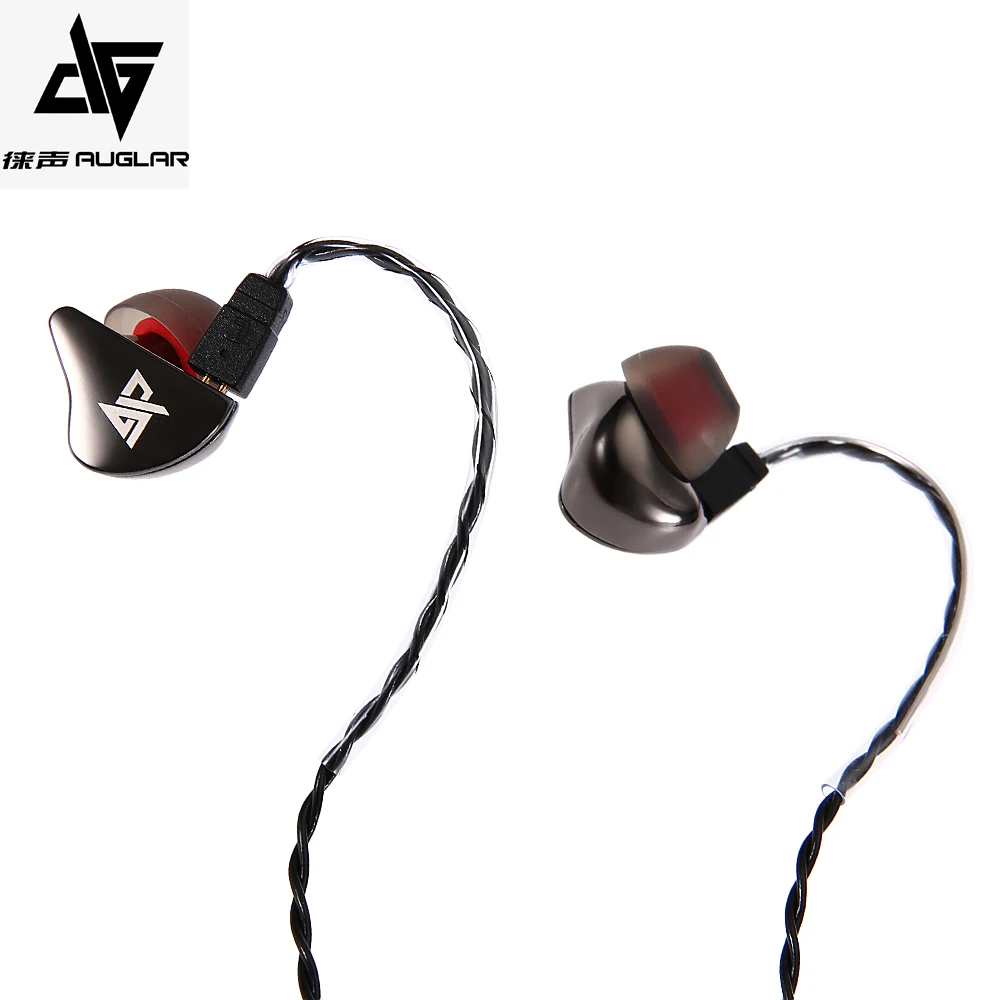 

Newest AUGLAMOUR R8 Earphone Single Moving Coil Metal Stereo HiFi Cord Removable Ear Hook Metal Earphone With 2-Pin Cable