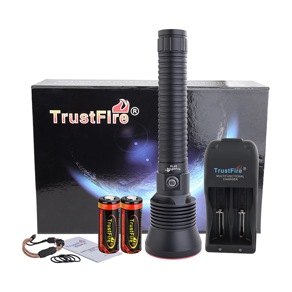 TrustFire DF70 Дайвинг фонарик мощный 3200LM XHP70 светодиодный фонарь для использования под водой 70 м фонарик для дайвинга водонепроницаемый 26650