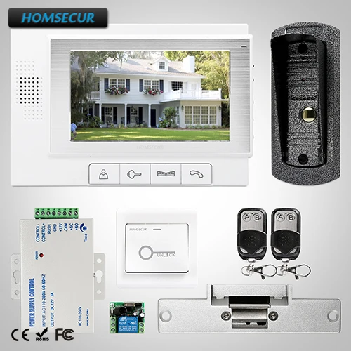 

HOMSECUR 7" Wired Video&Audio Home Intercom+One Button Unlock for Home Security TC041 + TM702-W