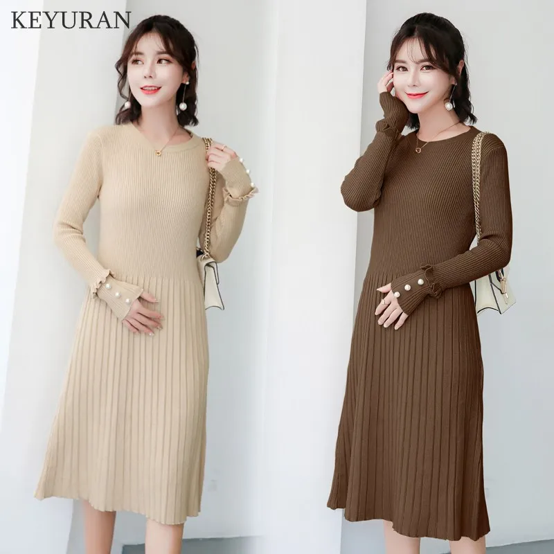 Sweet Beading Knitted Maternity Dress 2018 Autumn New Fashion Clothes for Pregnant Women A Line Slim Charming Pregnancy Dresses | Мать и
