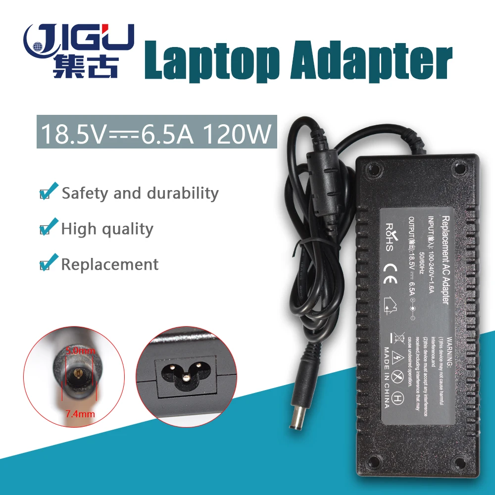 JIGU 18 5 V 6.5A 7 4*5 0 MM 120W 391174-001 384023-001 Замена для HP DV2 DV3 DV4 DV5 DV6 DV7 HDX9000 адаптер переменного