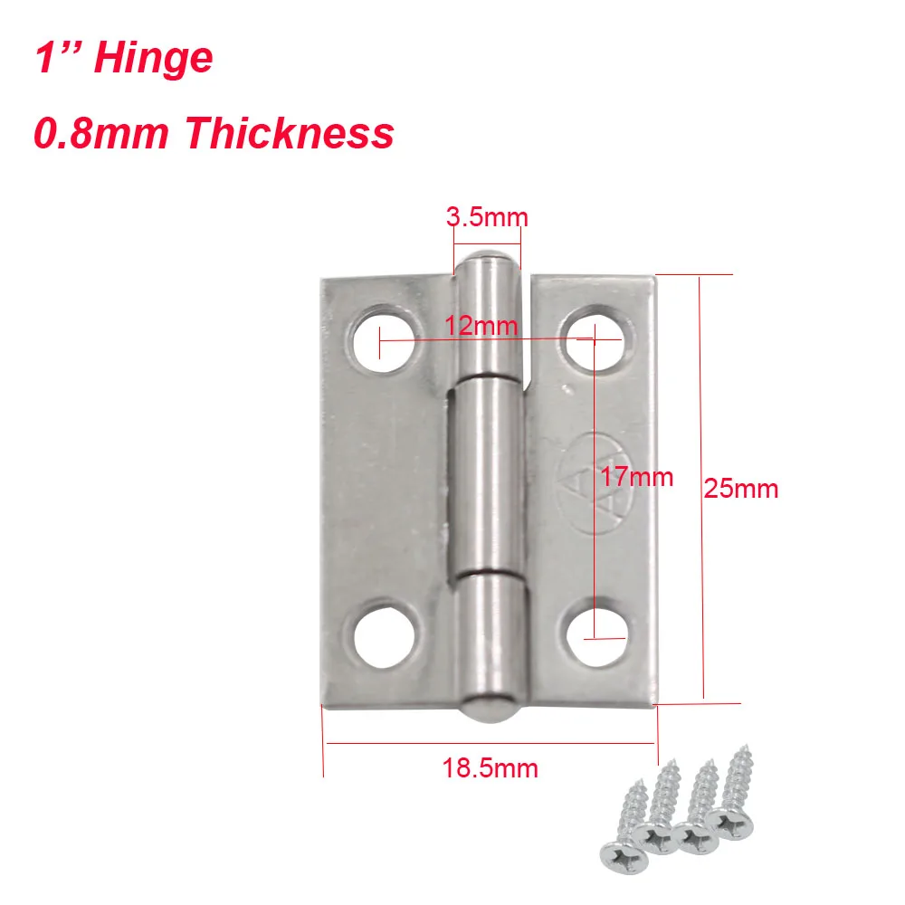 20pcs 1inch Mini Door Butt Hinge Stainless Steel Corner Hinges Furniture Fixtures Folding Hinges for Kitchen Cabinet