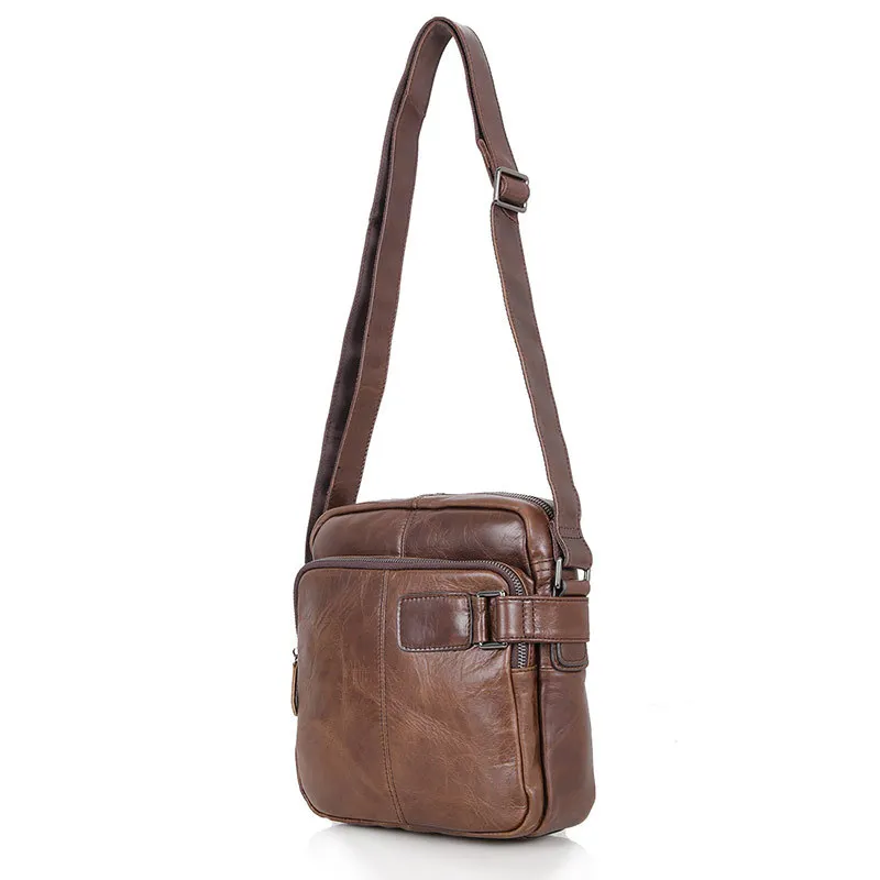 Высокое качество, винтажная кофейная натуральная кожа, маленькие мужские сумки-мессенджеры из воловьей кожи, сумки через плечо для мужчин M6012