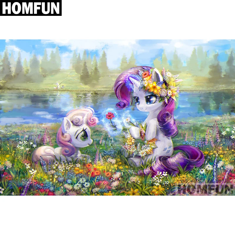 

HOMFUN Full Square/Round Drill 5D DIY Diamond Painting "little pony fun" Embroidery Cross Stitch 5D Home Decor Gift A01142