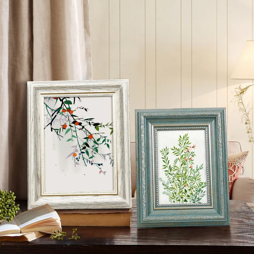 1 Pcs Vintage Rectangle Photo Frame Wall or Desk Dual Use Picture