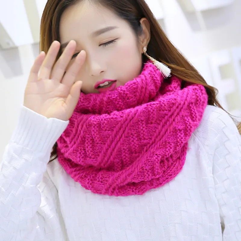

Rose Red Winter Knit Snoring for Women Infinity Scarf Yellow Lady's Lic Scarves for Women Tippet Korean Snud Neck Scarf Collar