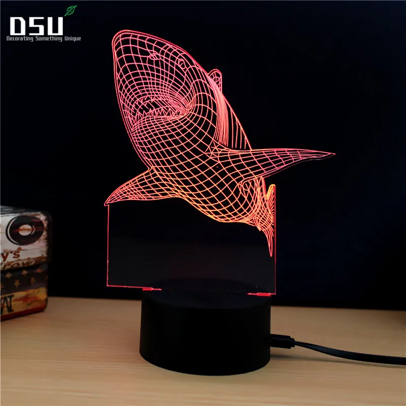 

Luminarias Night Light 3D Lamp Shark Animal 3D Lights Children's Nightlight Visual Led Night Lights Illusion Mood Lamp