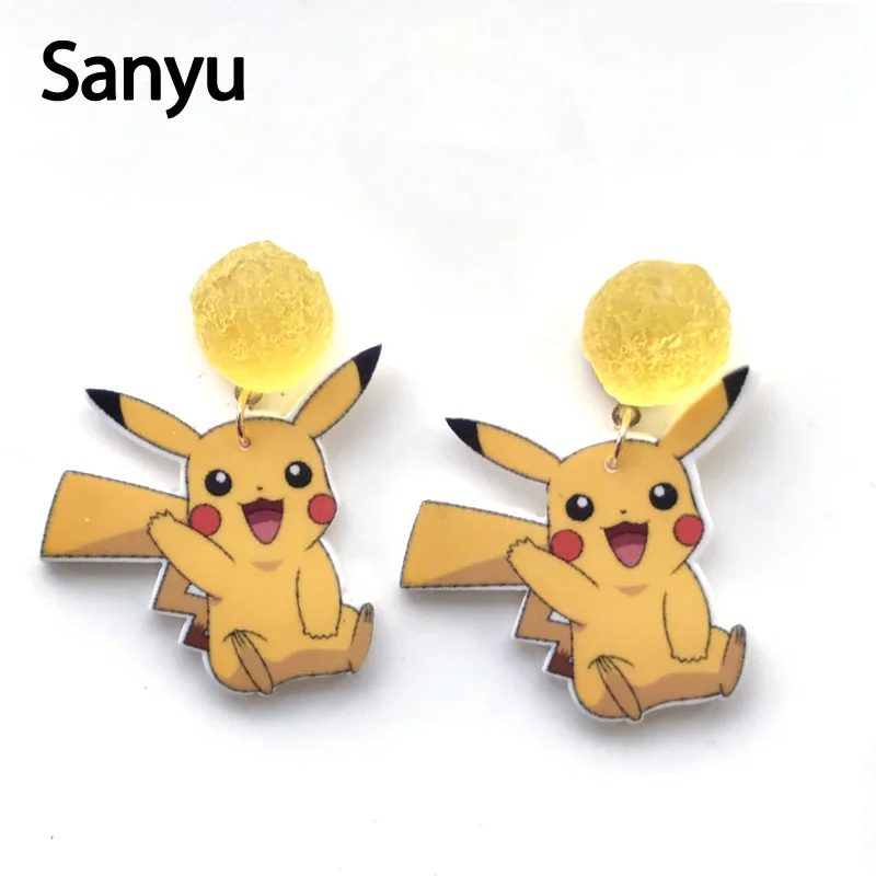 

Super Lovely Transparent Ball Yellow Pikachu Drop Earrings Fashion Japanese Anime Pokemon Dangle Earrings for Women Girls 2019