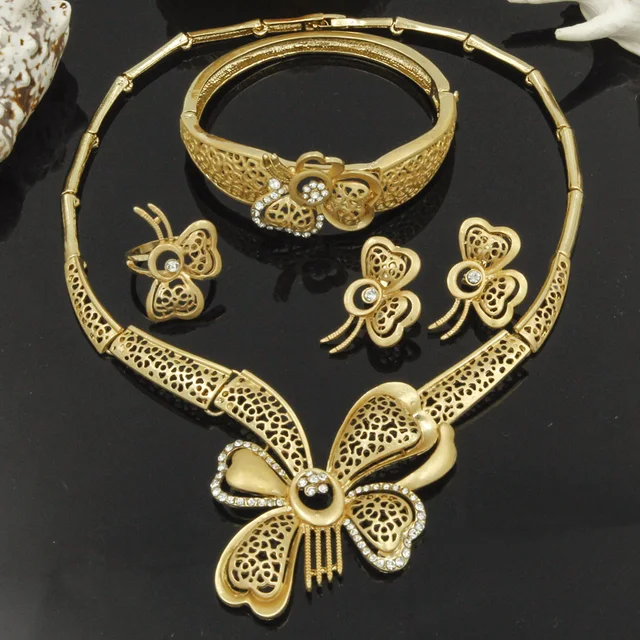 2017 new christmas jewelry sets italian fine jewelry design butterfly shape plated gold dubai bridal wedding - Christmas Jewelry 2017 new christmas jewelry sets italian fine jewelry design butterfly shape plated gold dubai bridal wedding - Christmas Jewelry