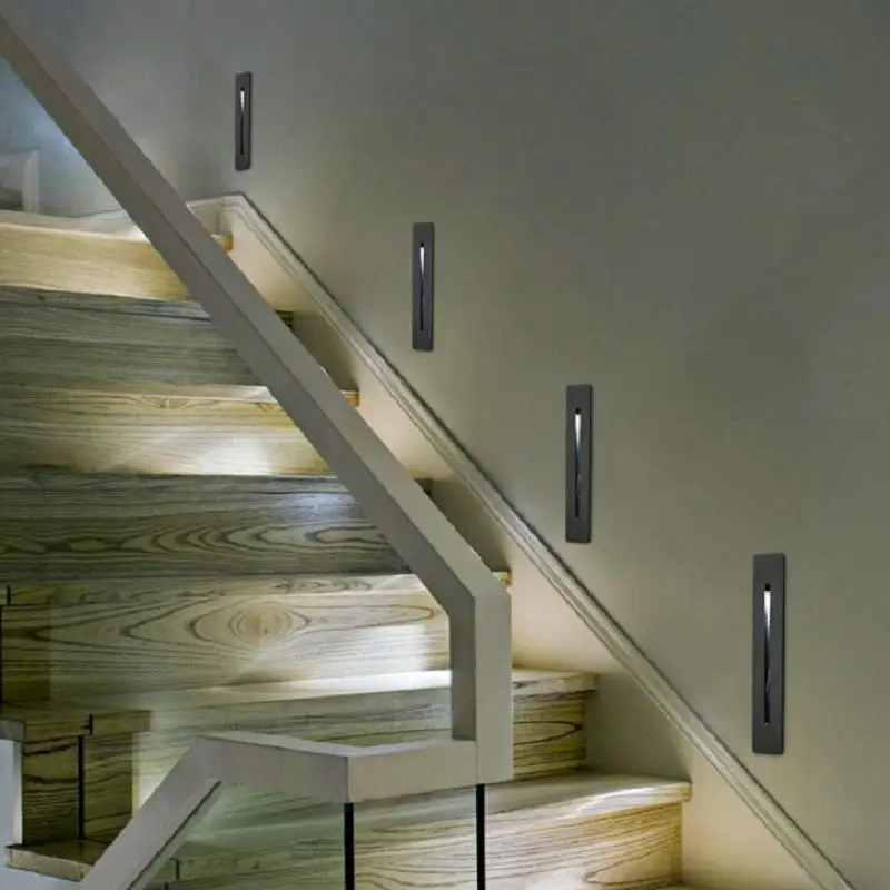 3 Вт светодиодный настенный светильник для лестниц, AC85-265V, лампа для ступеней, настенные Угловые лампы, освещение для лестниц, декоративные светильники с Cree CE