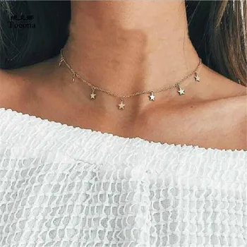 

Tocona Bohemia Star Pendant Chokers Necklaces for Women Fashion Gold Silver Color Alloy Colars Necklace Statement Jewelry 5868
