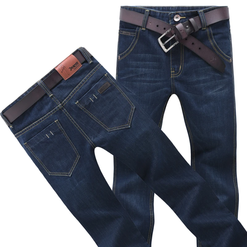 Men Slim Denim Jean Spring And Autumn Fashion Trousers Dark Blue High