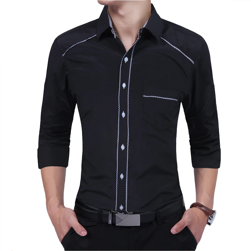 

Brand 2018 Fashion Male Shirt Long-Sleeves Tops Oversize Business Shirt Tide Men Solid Color Dress Shirts Slim Men Shirt 3XL