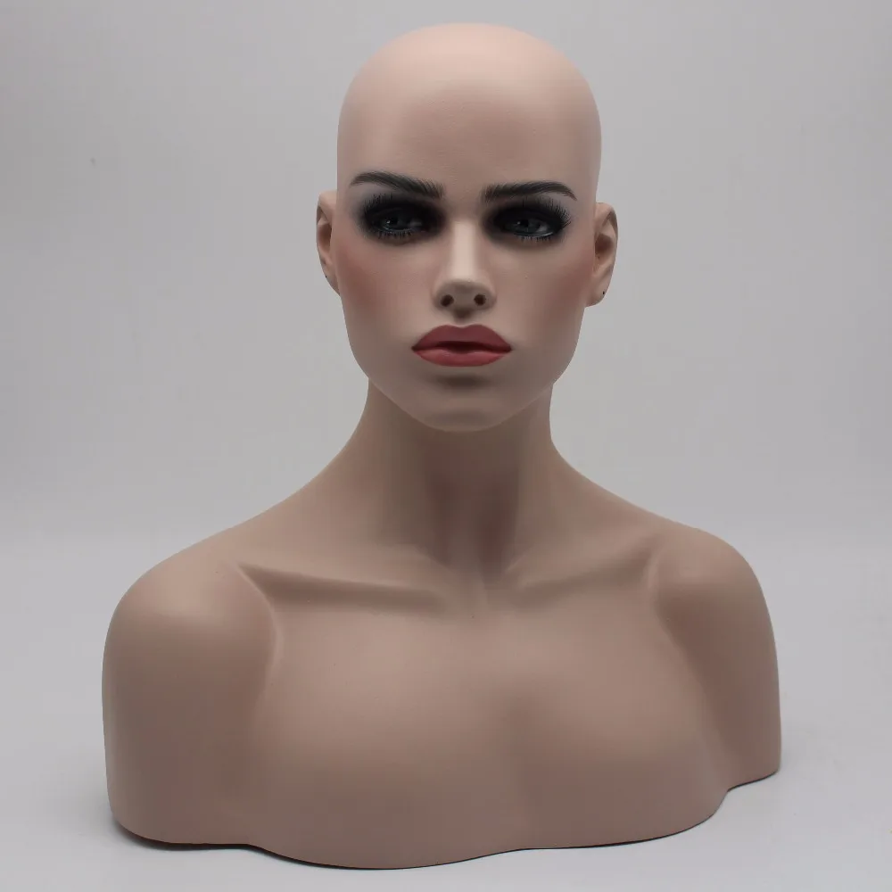 Женская Реалистичная Стекловолоконная голова манекена бюст для париков ювелирных изделий и шляп дисплей