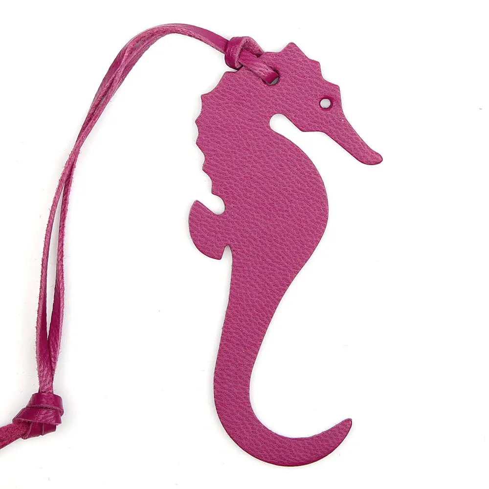 PURPLE SEAHORSE Известный бренд на заказ ручной работы из натуральной кожи брелок в виде морского конька морской конек животное брелок женская сумка Подвеска на рюкзак - Цвет: PURPLE SEAHORSE