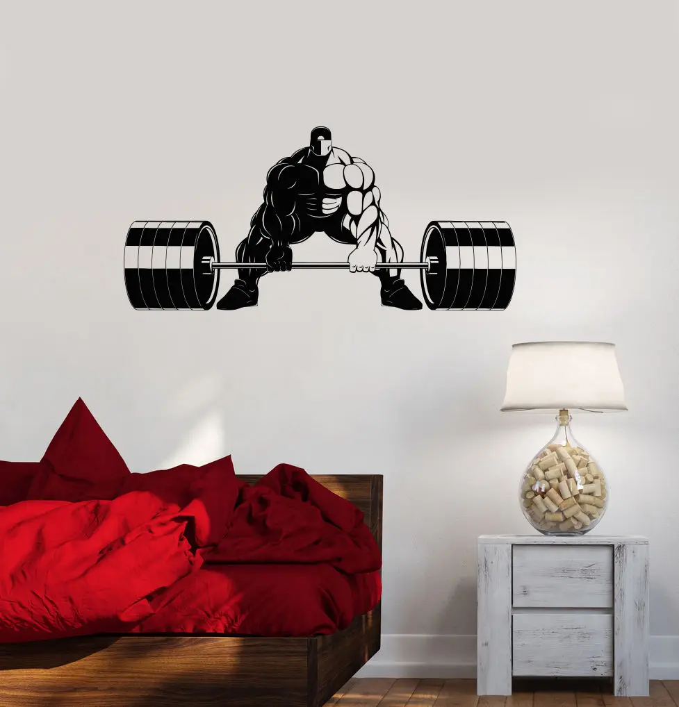 

Vinyl Decal Gym Fitness Bodybuilding Strong Man Sports Wall Stickers